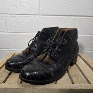 Ariat Heritage Woven Leather Toe Lace Up Ankle Boots Classic‎ Rustic Tassle 7